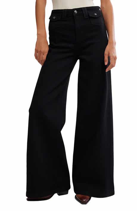 Free People Kellee High Waist Stretch Denim Palazzo Jeans
