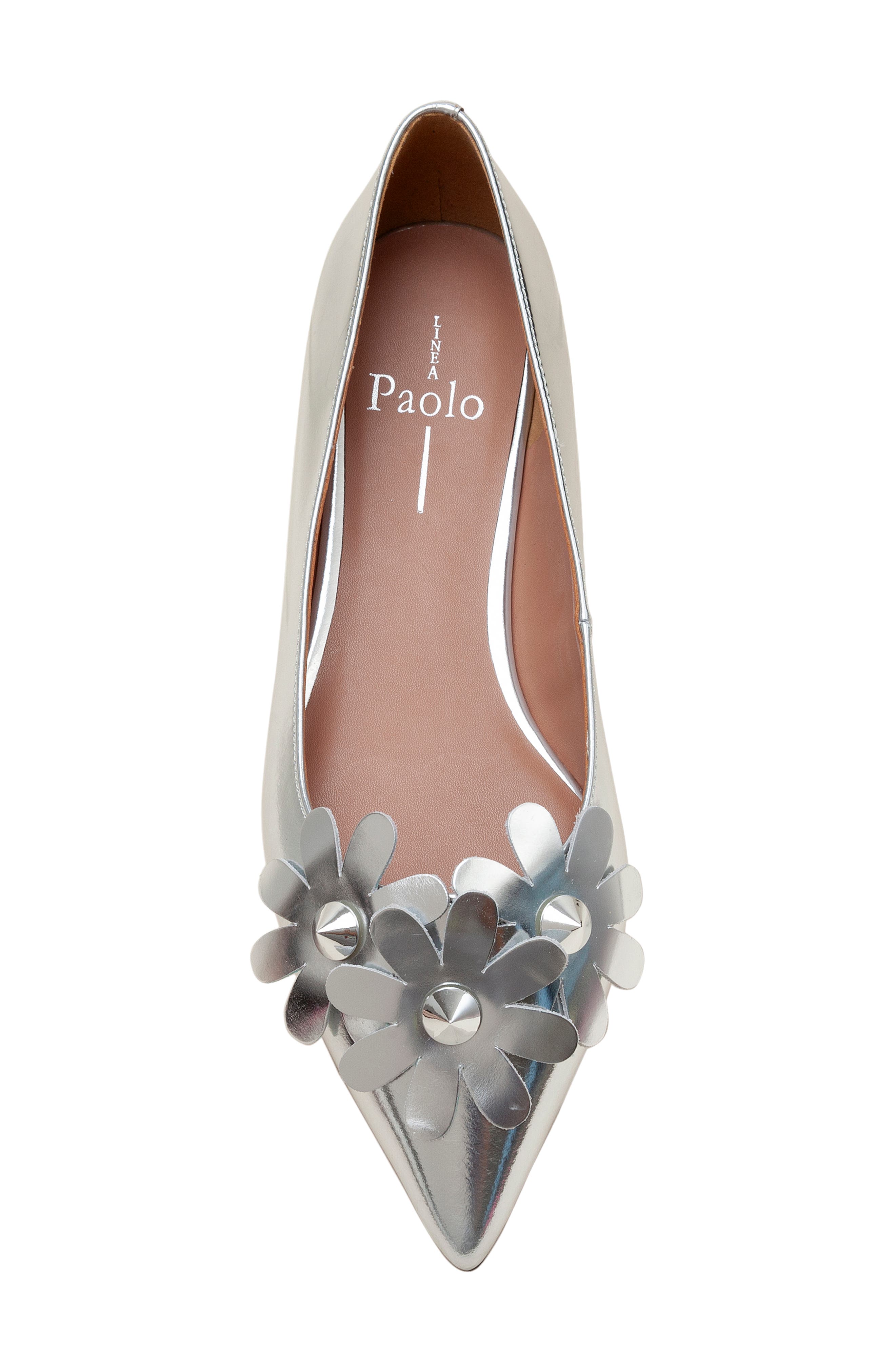 Narcisus Pointed Toe Flat, Alternate, color, SILVER