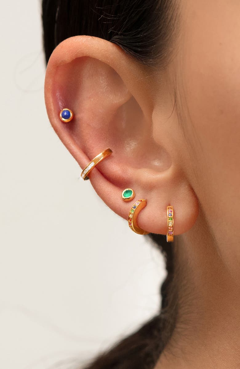 Monica Vinader Mini Green Onyx Stud Earrings, Alternate, color, Gold