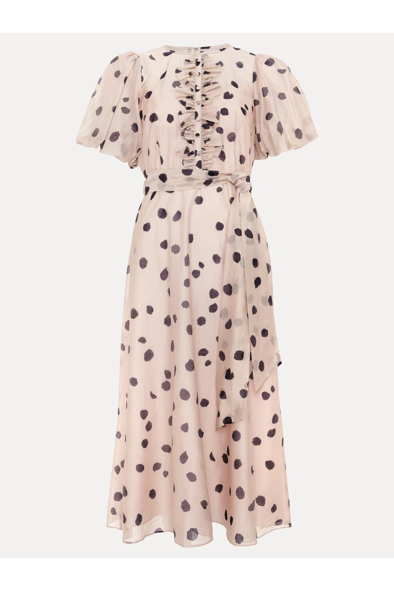 Nicola Ruffle-Front Midi Dress, Alternate, color, Pale Pink