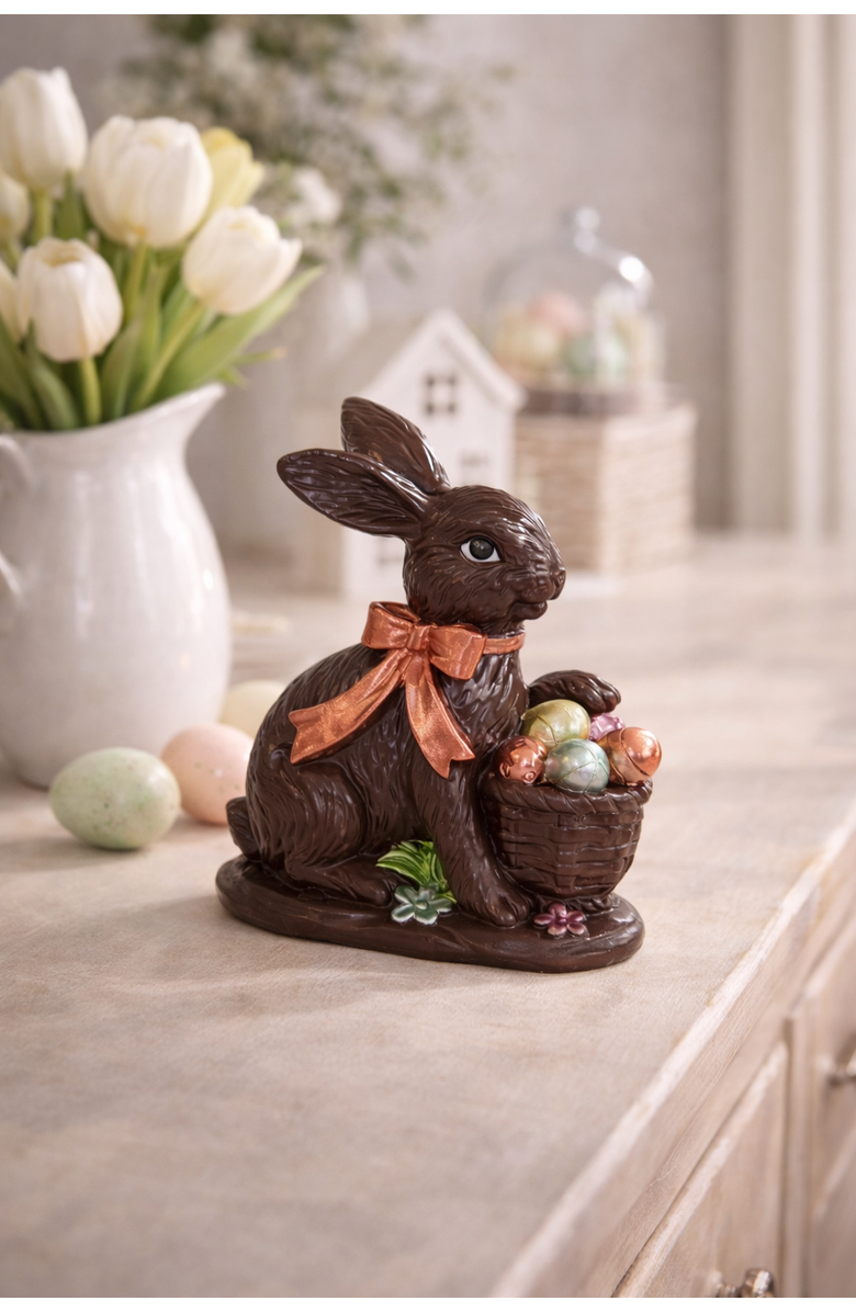 Gallerie II Dark Chocolate Polyresin Easter Rabbit Small Figurine 4.88", Alternate, color, Brown