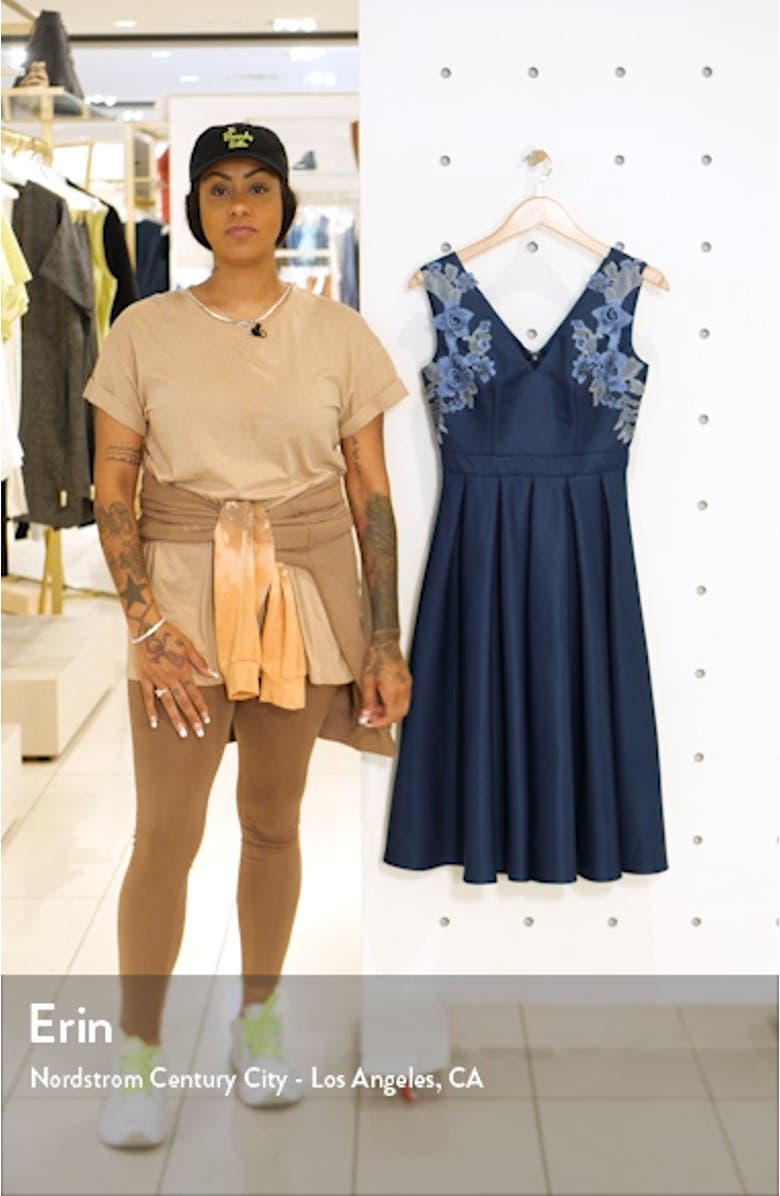 Kyla Appliqué Detail Fit & Flare Party Dress, sales video thumbnail