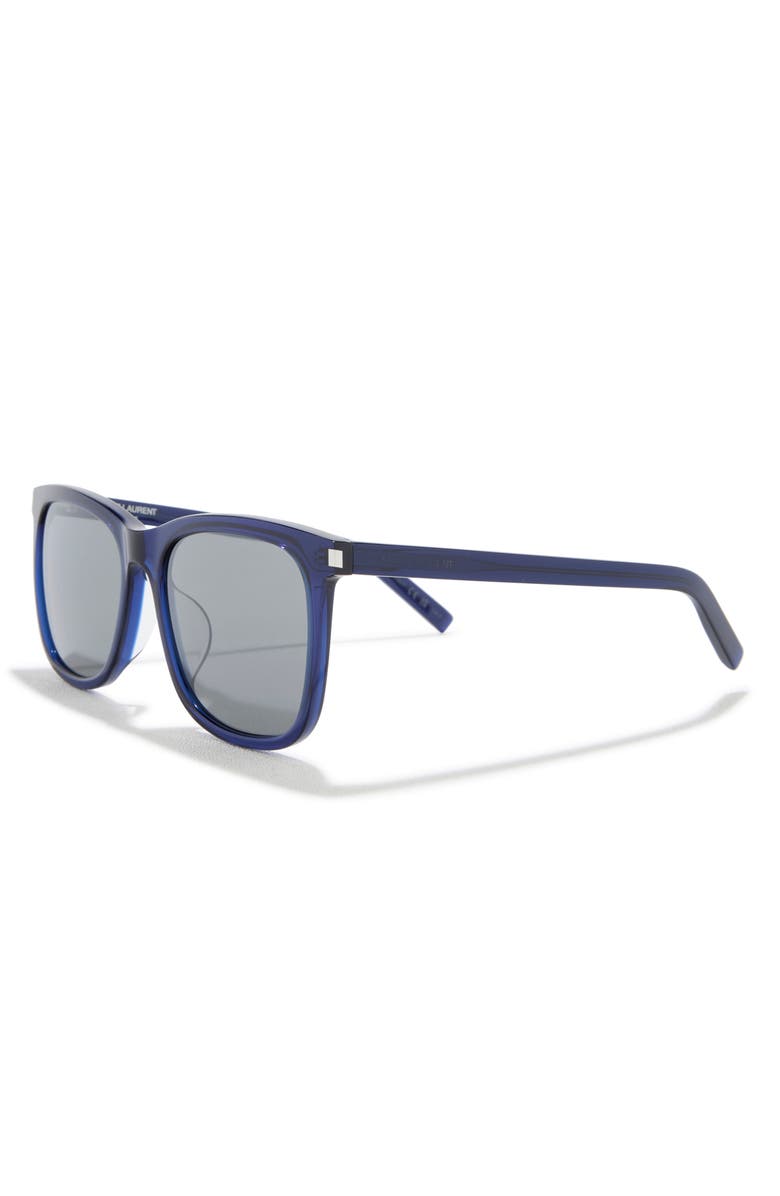 Saint Laurent 58mm Square Sunglasses, Alternate, color, Blue Blue Silver
