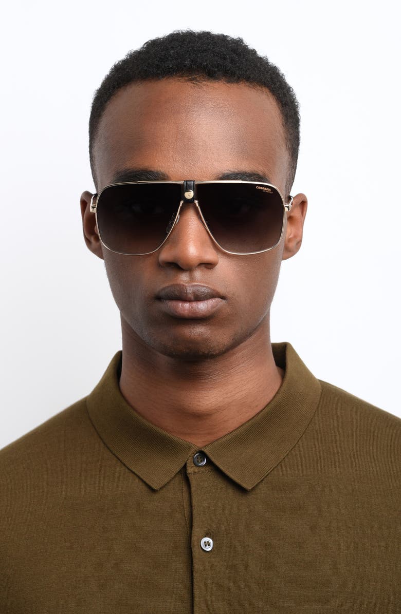 Carrera Eyewear 63mm Polarized Gradient Aviator Sunglasses, Alternate, color, Black Gold