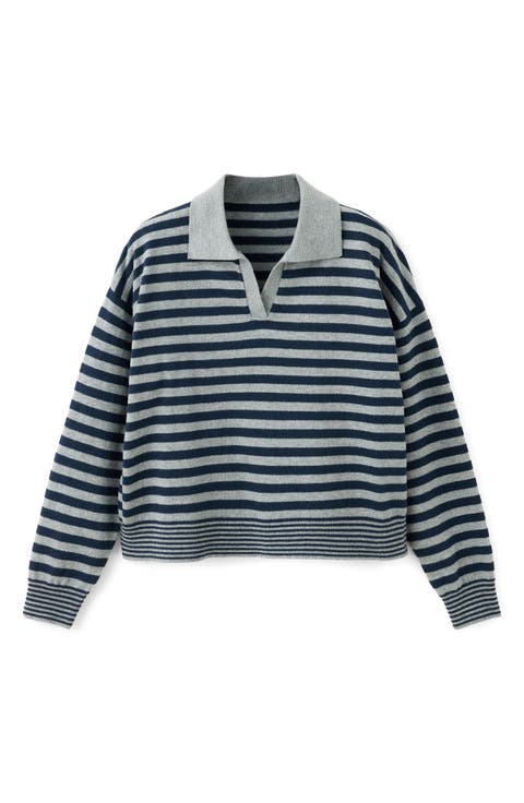 Striped Polo Neck Sweater