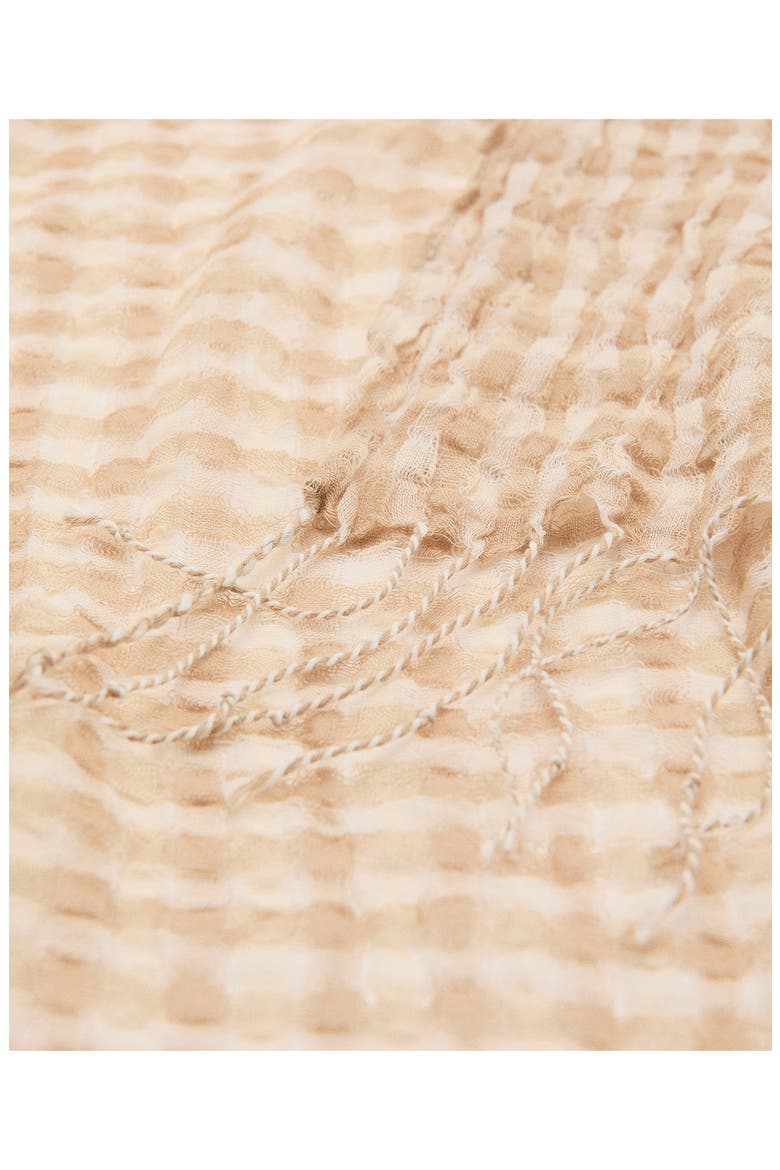 Fringe Trim Cotton Gauze Scarf, Alternate, color, BEIGE