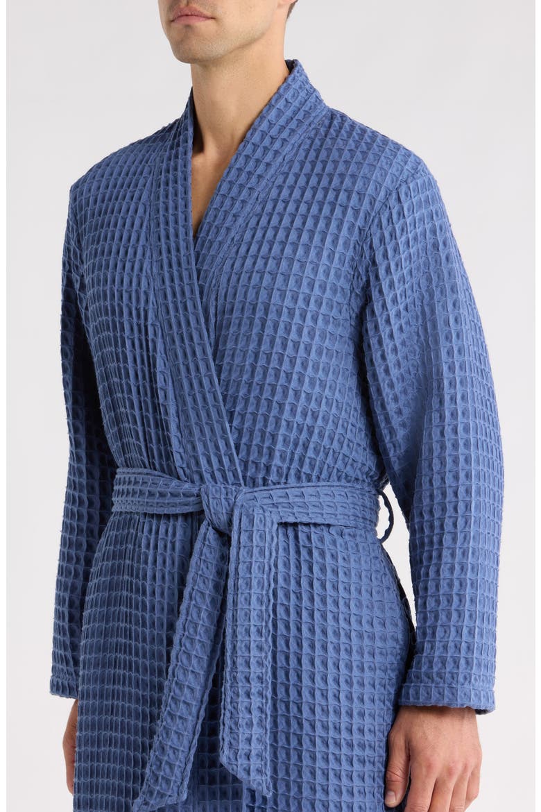Modern Waffle Robe, Alternate, color, BLUE BIJOU