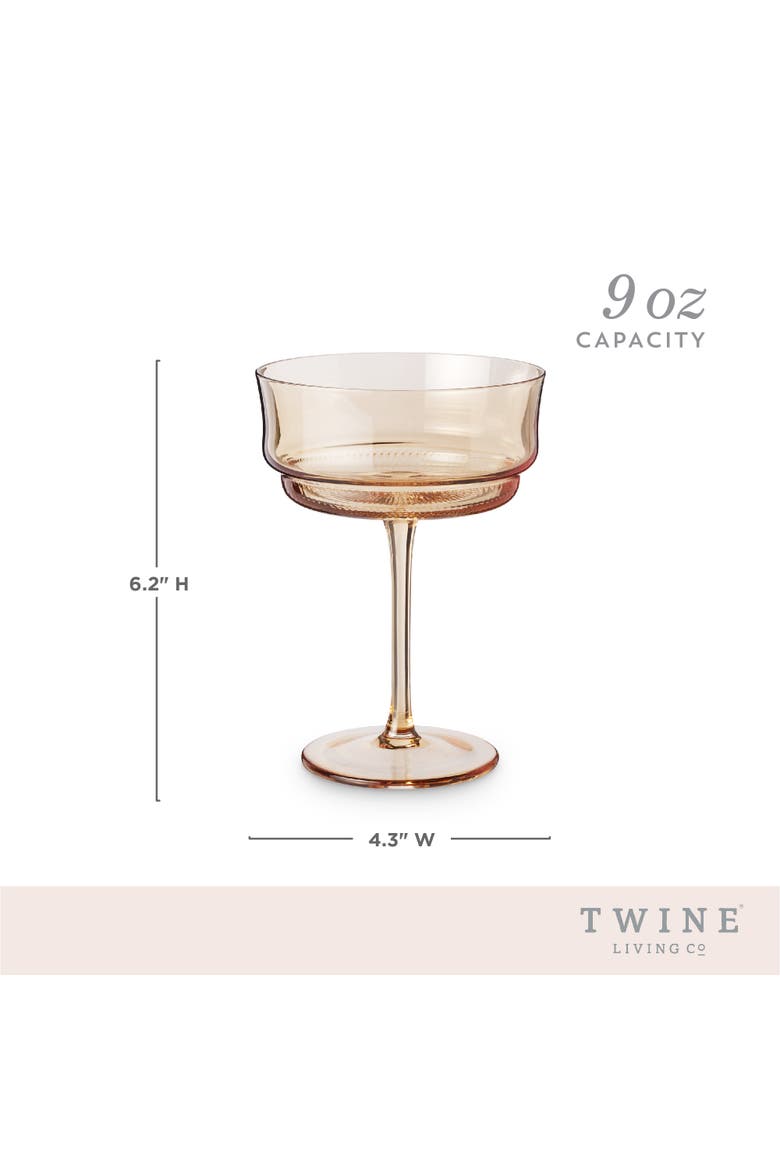 Tulip Coupe Glasses in Amber Set of 2, Alternate, color, Copper