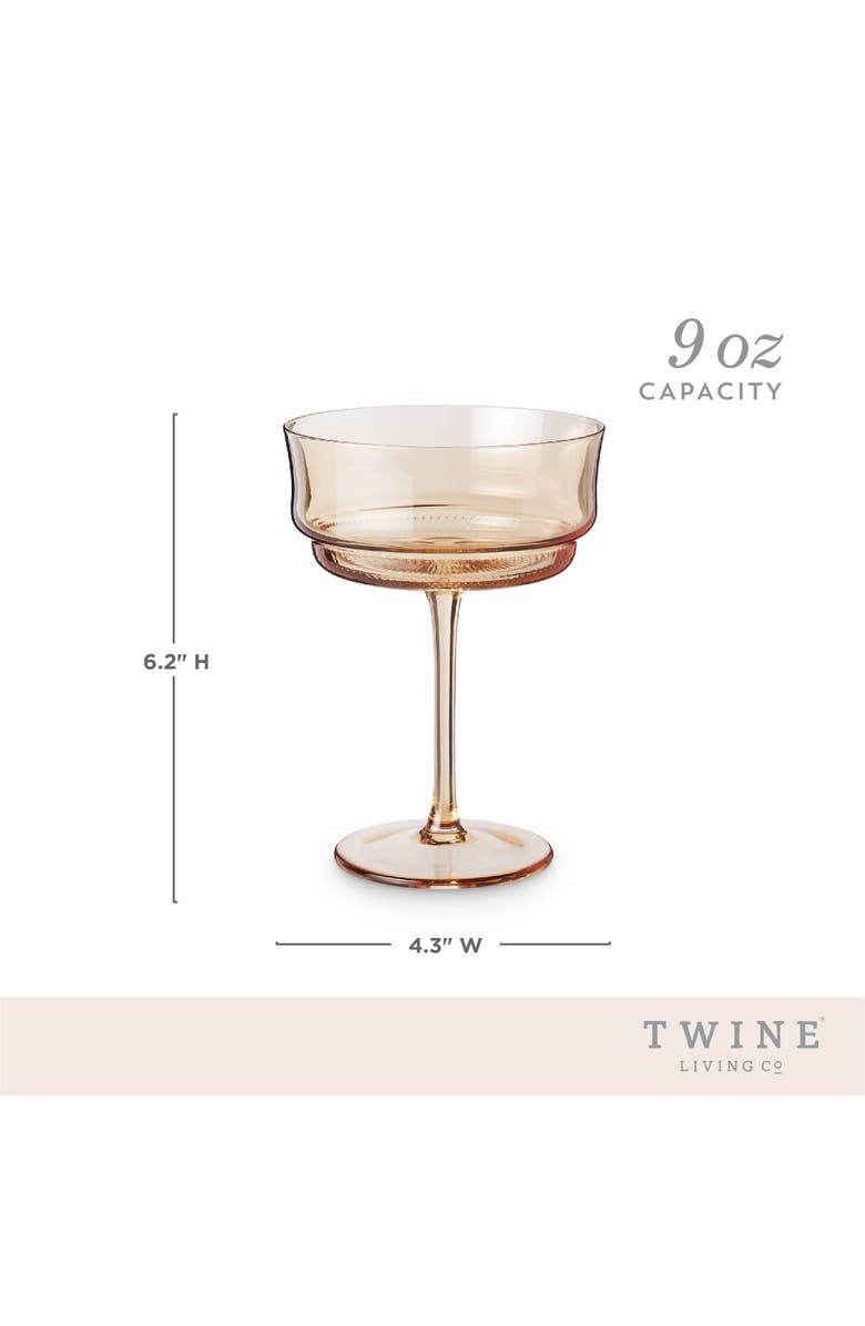 TWINE Tulip Coupe Glasses in Amber Set of 2, Alternate, color, Copper