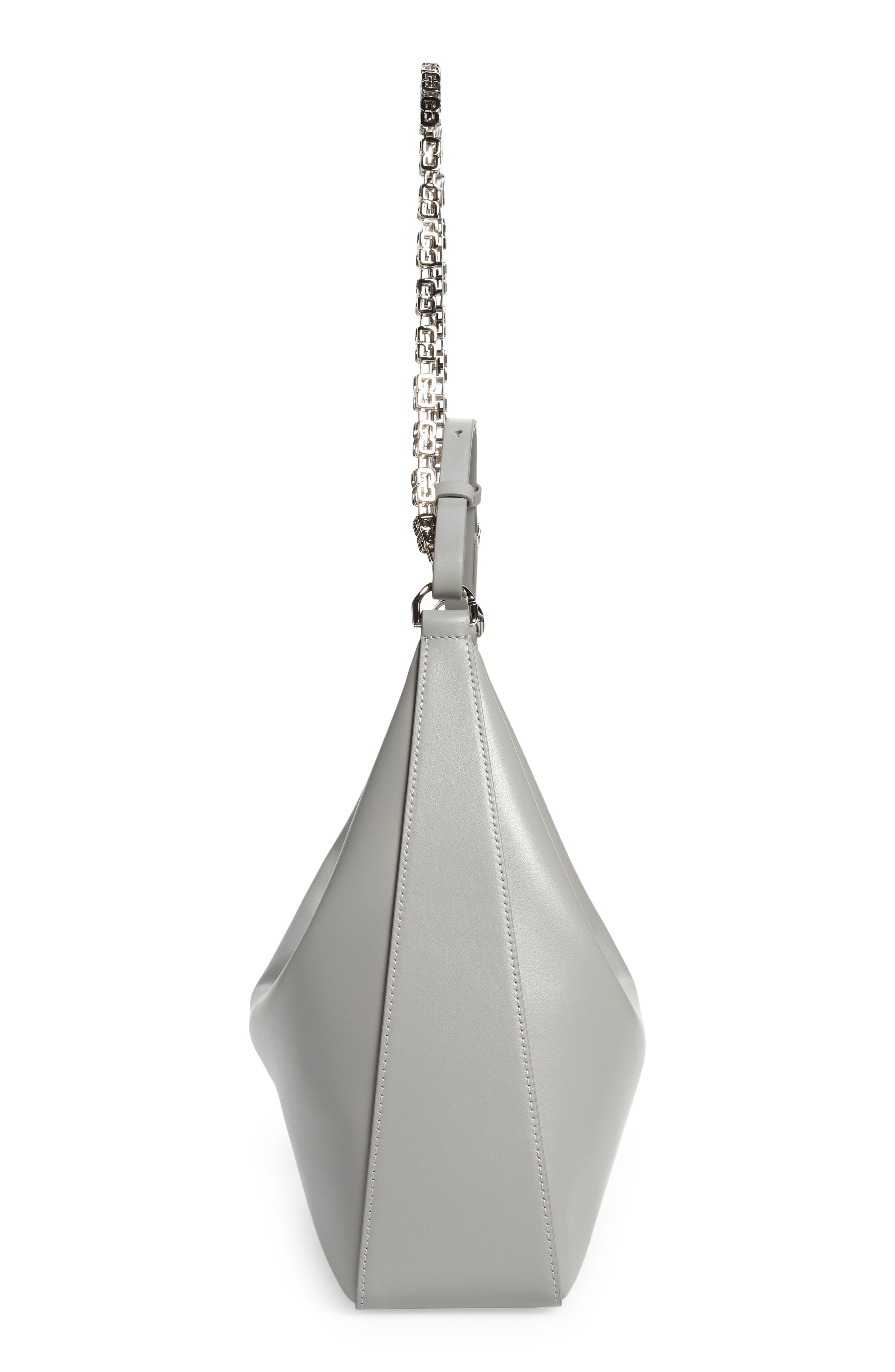 Small Moon Cut Out Leather Hobo Bag, Alternate, color, 057-CLOUD GREY