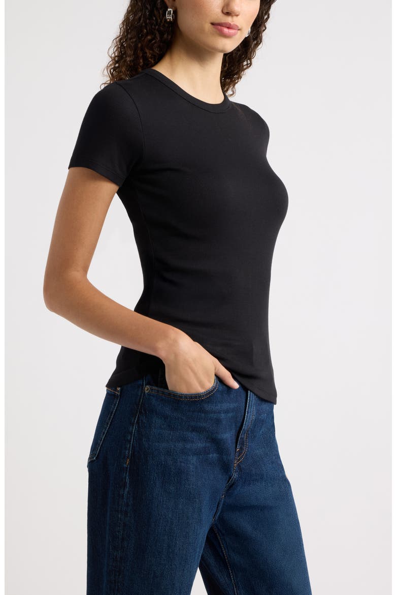 Ribbed Crewneck T-Shirt, Alternate, color, BLACK