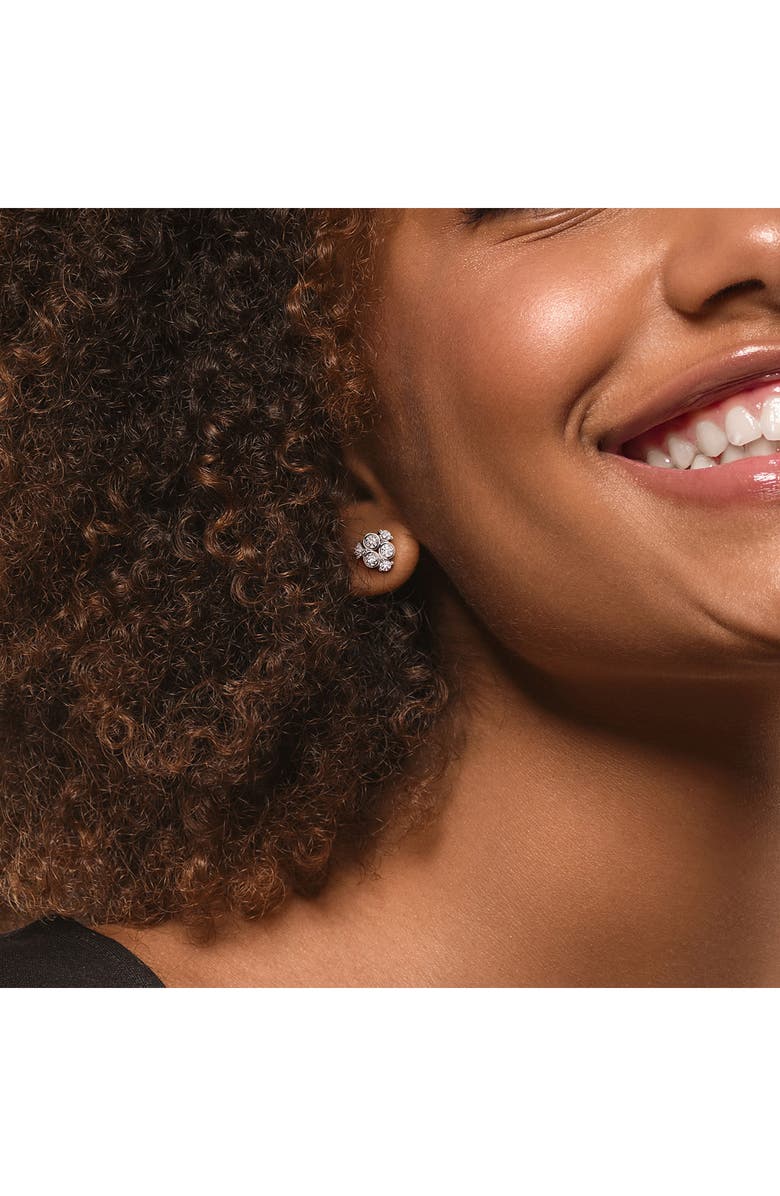 Created Forever Sterling Silver Lab Grown Diamond Cluster Stud Earrings, Alternate, color, White