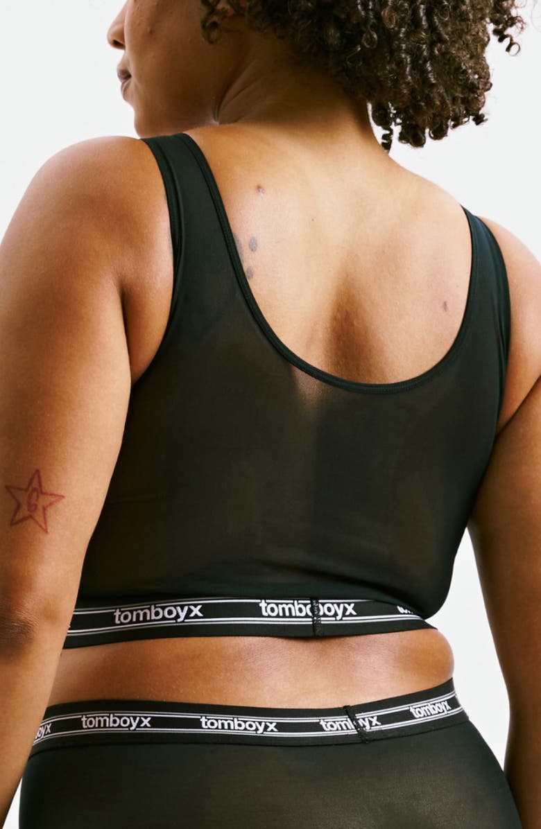 TomboyX Powermesh Longline Bralette, Alternate, color, Black