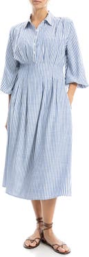 MAX STUDIO Stripe Balloon Sleeve Shirtdress