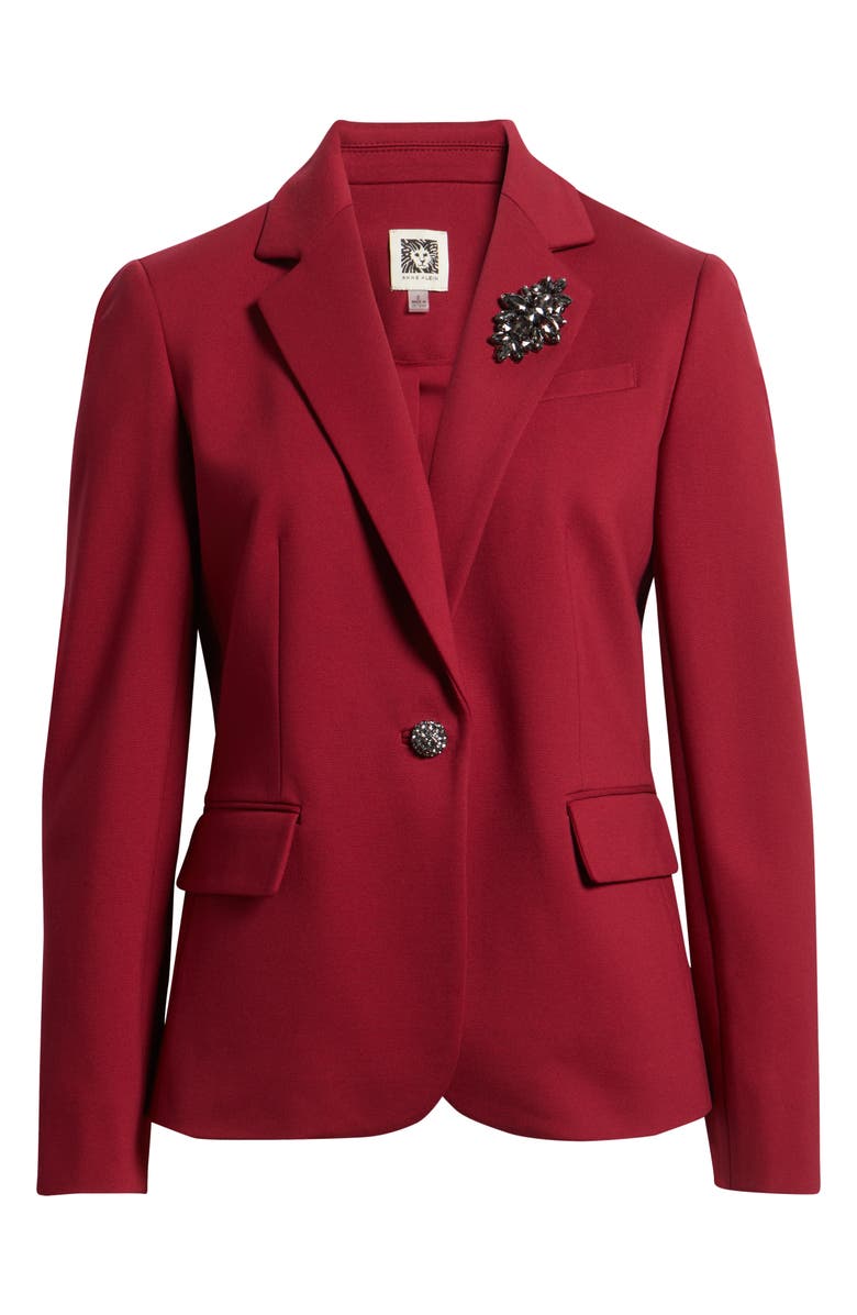 Anne Klein Rhinestone One-Button Blazer, Alternate, color, Ruby Red