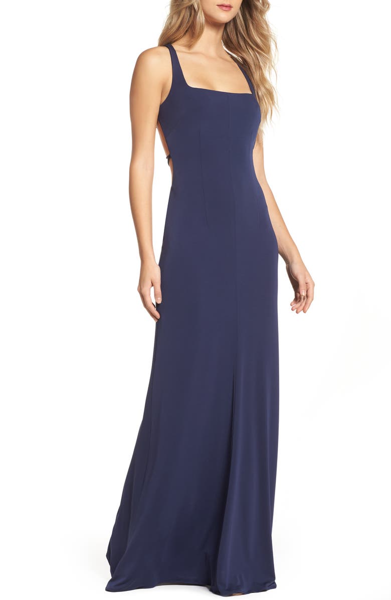 Maria Bianca Nero Amber Tie Back Gown, Main, color, 