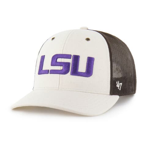 Men's Carhartt x '47 Natural/Brown LSU Tigers Undyed Trucker Adjustable Hat