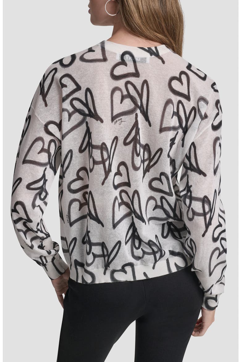 Lightweight Graffiti Heart Print Sweater, Alternate, color, IVORY GRAFFITI HEART