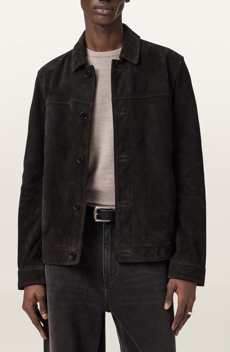 AllSaints Nates Suede Jacket, Main, color, Tanner Black
