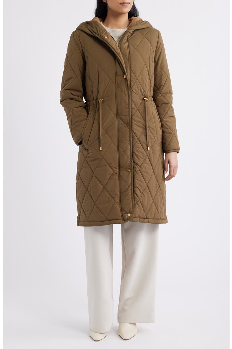 Quilted Hooded Coat, Main, color, BEECH