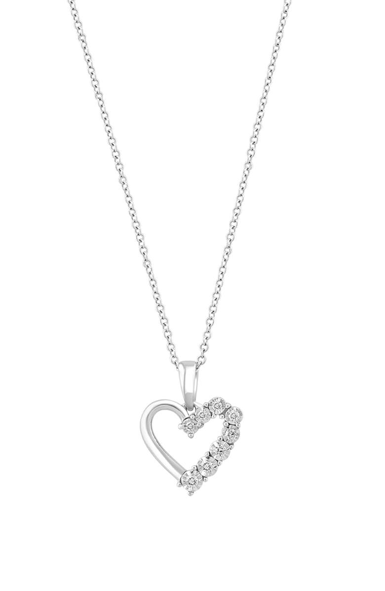 EFFY Sterling Silver Diamond Heart Pendant Necklace - 0.10 ctw, Main, color, White