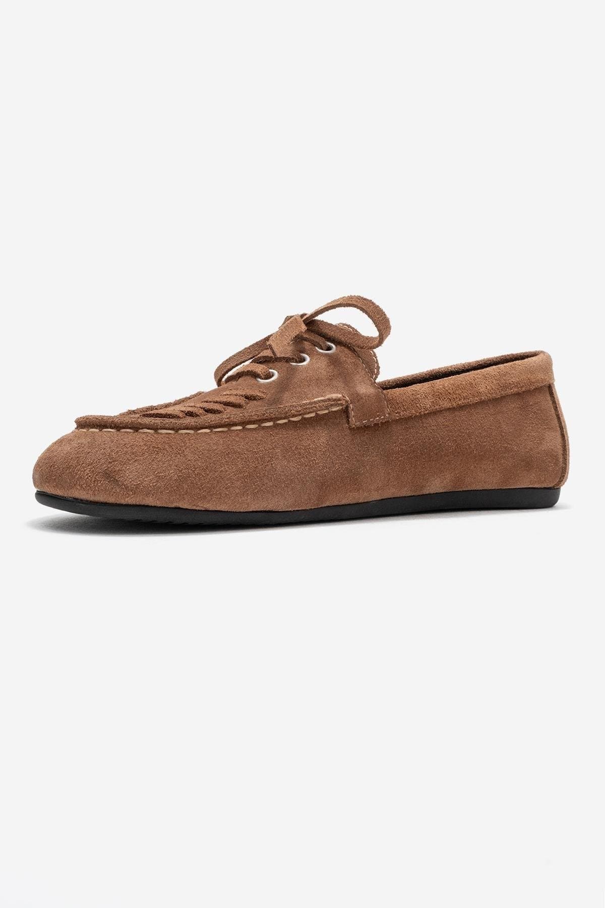 Lorven Leather Lace Up Loafer, Alternate, color, Cognac Suede Leather