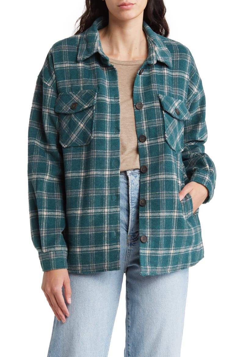 Shirt Jacket, Main, color, HUNTER GREEN PLAID