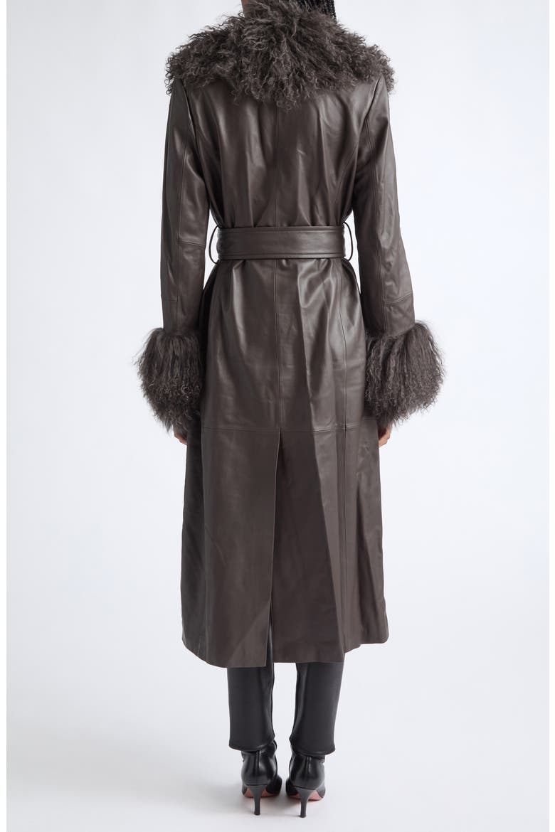 Monica Lambskin & Genuine Shearling Coat, Alternate, color, DARK CHOCOLATE
