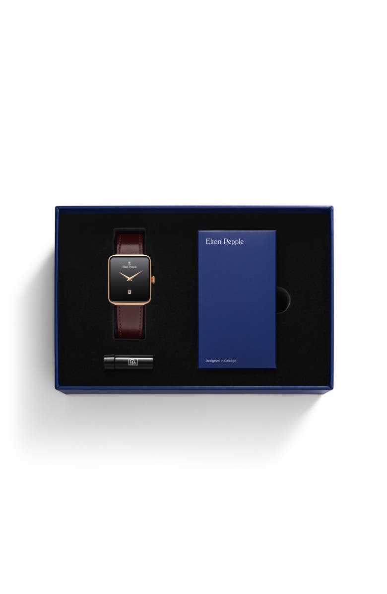 Elton Pepple Men's Classic Montclare - Loop, 38mm, Alternate, color, Black/Dark Brown/Rose Gold