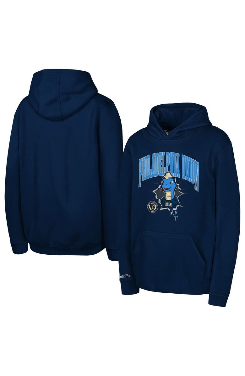 Mitchell & Ness Youth Mitchell & Ness  Navy Philadelphia Union Mascot Break Out Pullover Hoodie, Main, color, Navy