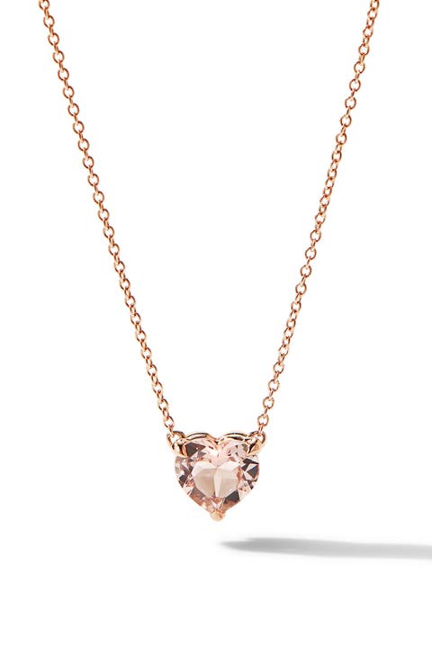 Heart Pendant Necklace in 18K Rose Gold with Morganite