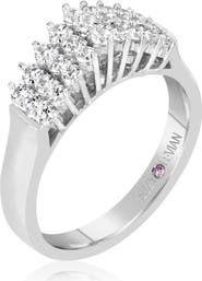 SUZY LEVIAN Sterling Silver White Cubic Zirconia 3-Row Ring