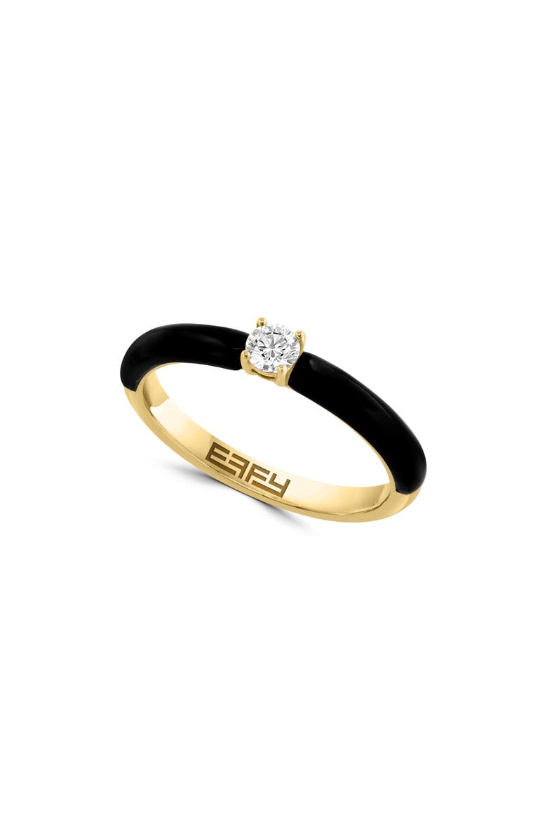 EFFY 14K Yellow Gold Onyx & Diamond Ring - 0.14ct., Main, color,