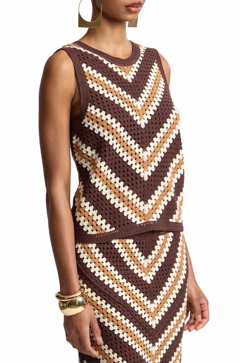 Chevron Crochet Sleeveless Top, Alternate, color, BROWN MULTI