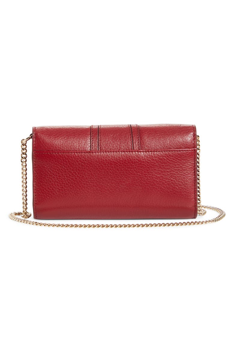Hana Large Leather Wallet on a Chain, Alternate, color, SMOKED RED