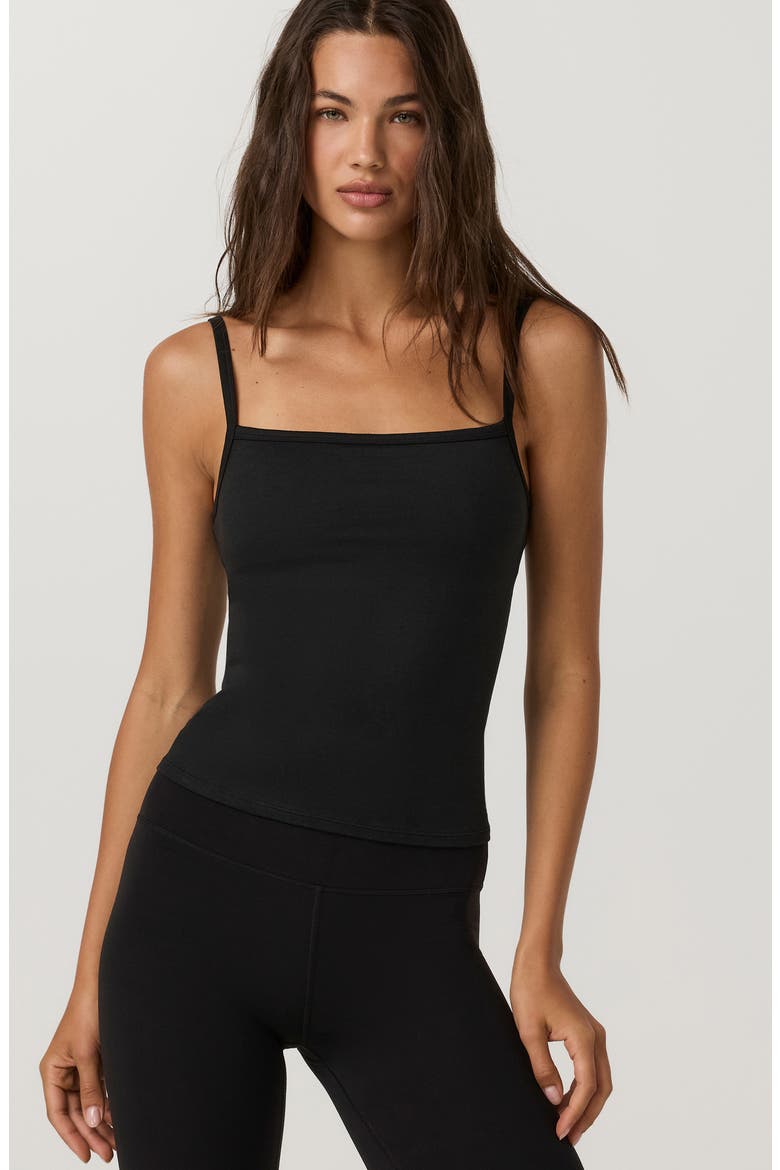 Elevation Square Neck Cami, Alternate, color, BLACK HEATHER