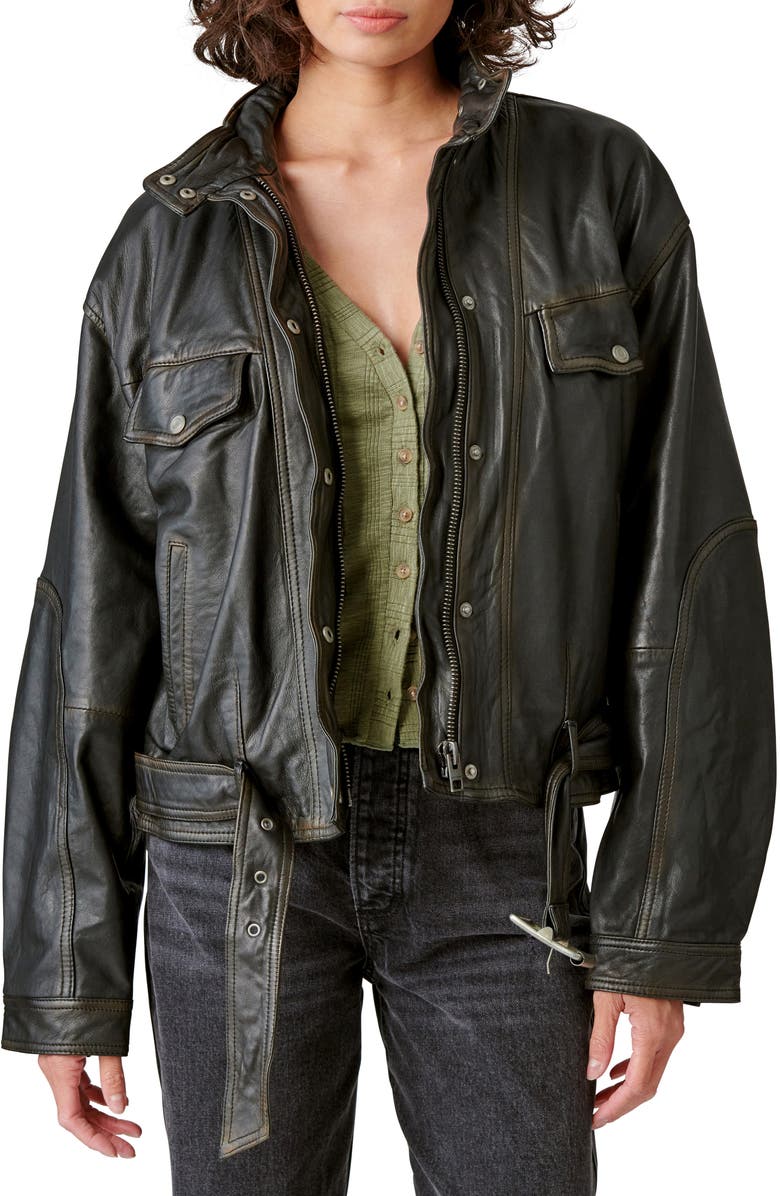 Lucky Brand Belted Bomber Jacket, Main, color,