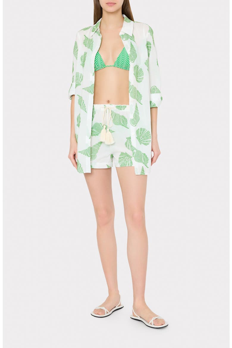 Cleo Embroidered Cover-Up Minidress, Alternate, color, WHITE/ GREEN