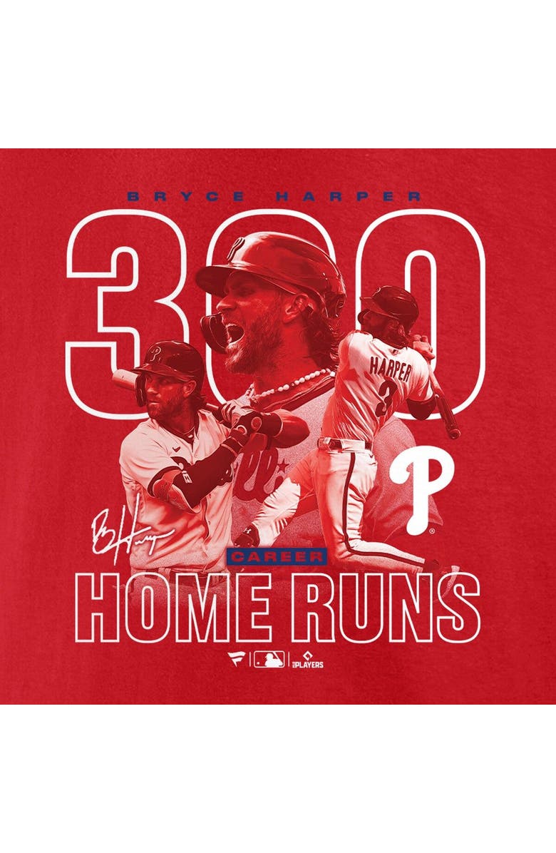 FANATICS Men's Fanatics Branded Bryce Harper Red Philadelphia Phillies 300th Career Home Run T-Shirt, Alternate, color,