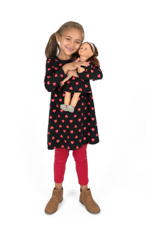 Girls Cotton Dress with Matching Doll Dress, Printed Design