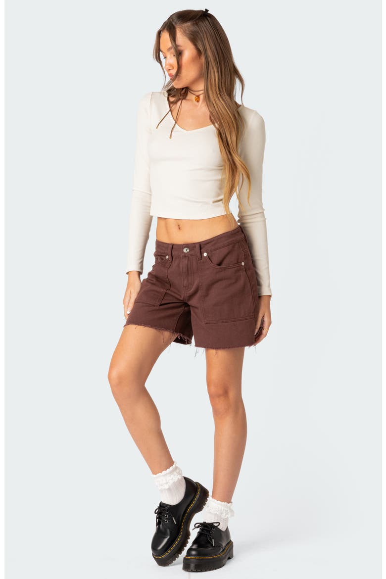Boyfriend Denim Carpenter Shorts, Alternate, color, BROWN