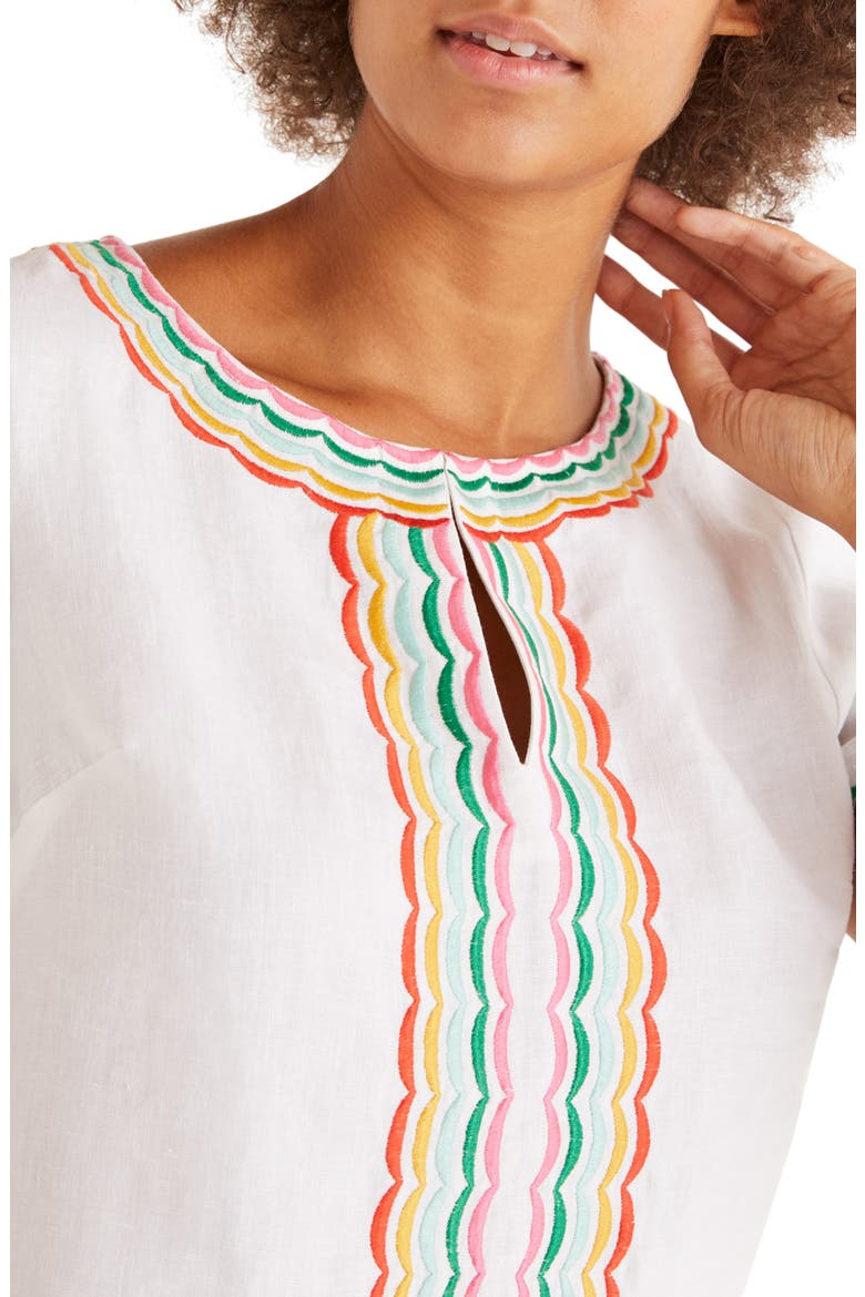 Laura Embroidered Linen Top, Alternate, color, IVORY