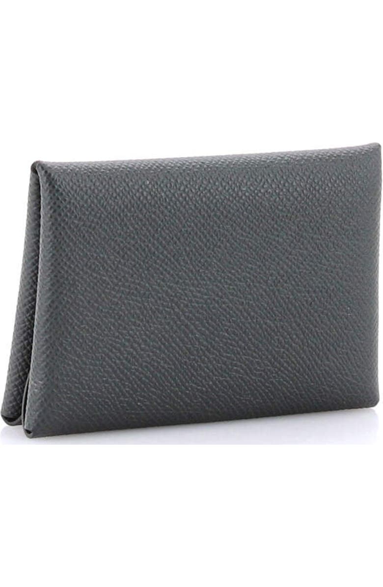 Pre-Owned Hermes Calvi Duo Card Holder Epsom, Alternate, color, Vert Mangrove