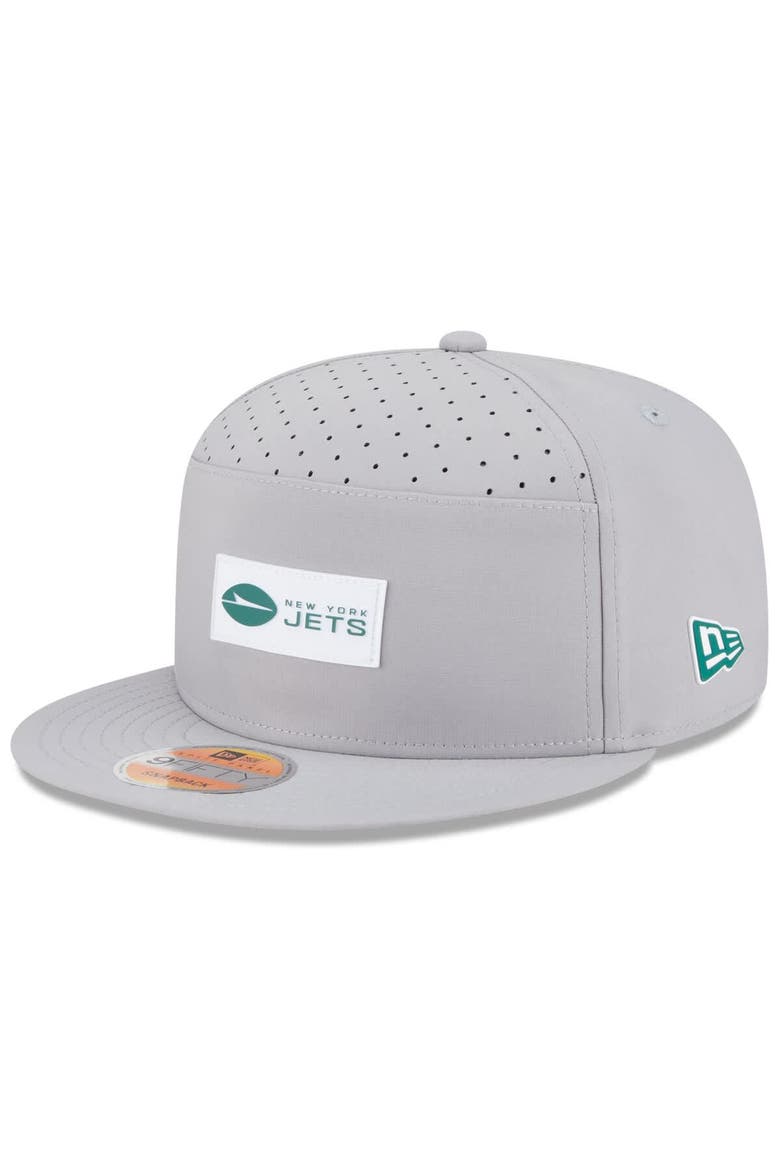 Men's New Era Gray New York Jets 2025 Sideline  Split Panel 9FIFTY Snapback Hat, Main, color, Gray