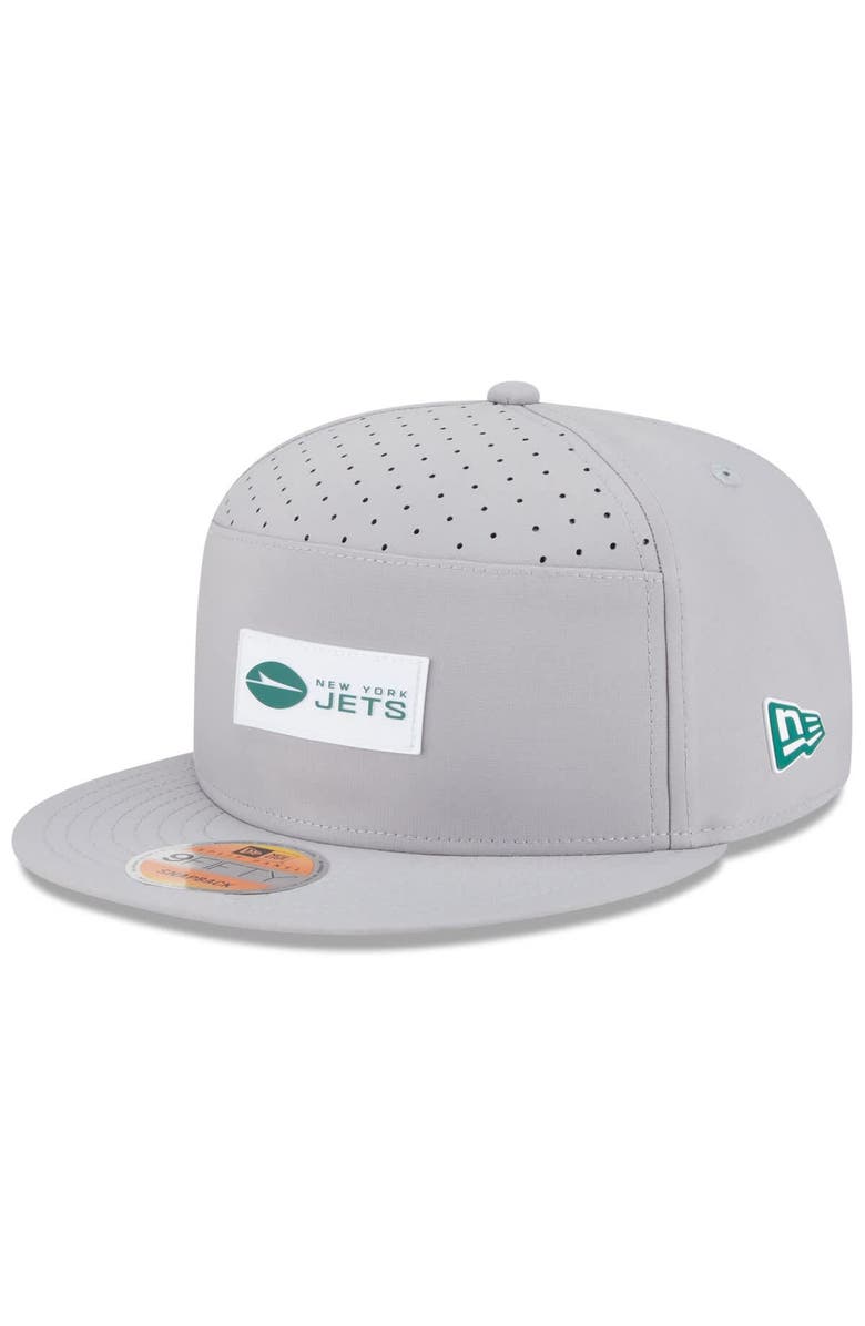 New Era Men's New Era Gray New York Jets 2025 Sideline  Split Panel 9FIFTY Snapback Hat, Main, color, Gray