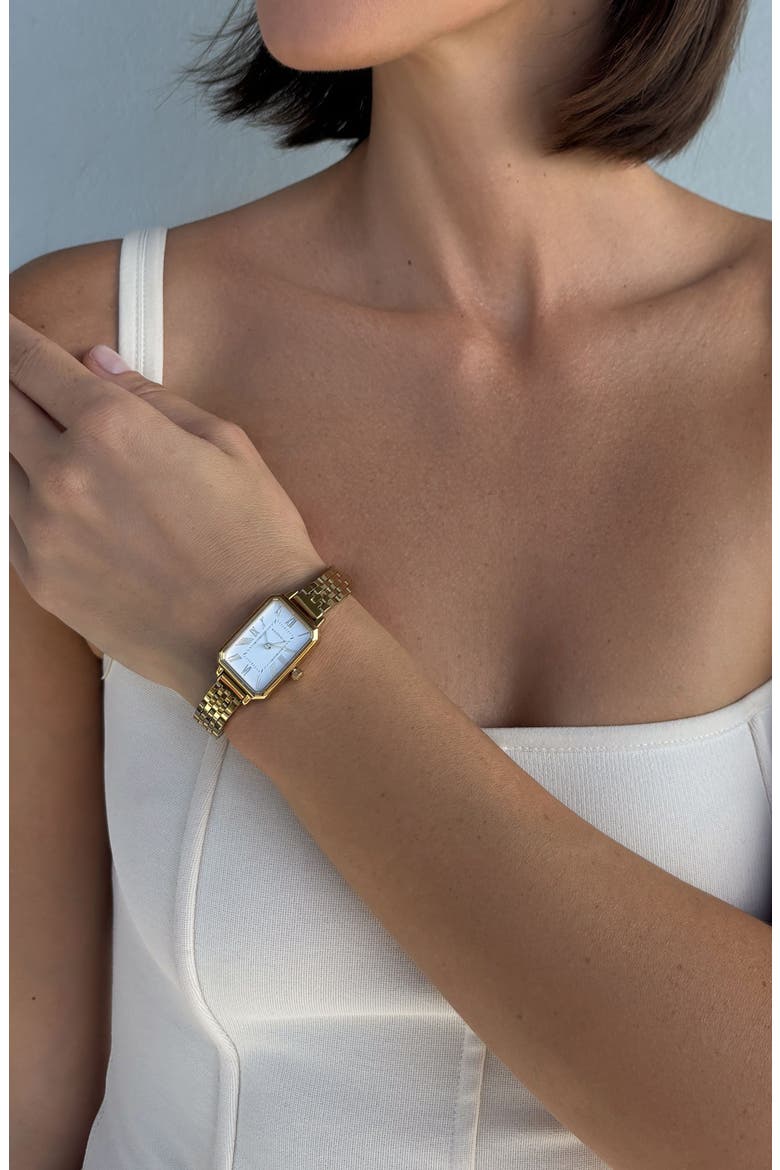 Prague Quartz Bracelet Watch, 27.5mm x 20.5mm, Alternate, color, GOLD/ WHITE