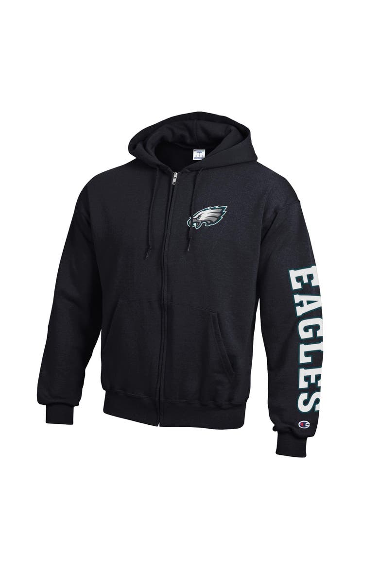 Men's Champion  Black Philadelphia Eagles Powerblend Fleece Full-Zip Hoodie, Alternate, color, Black