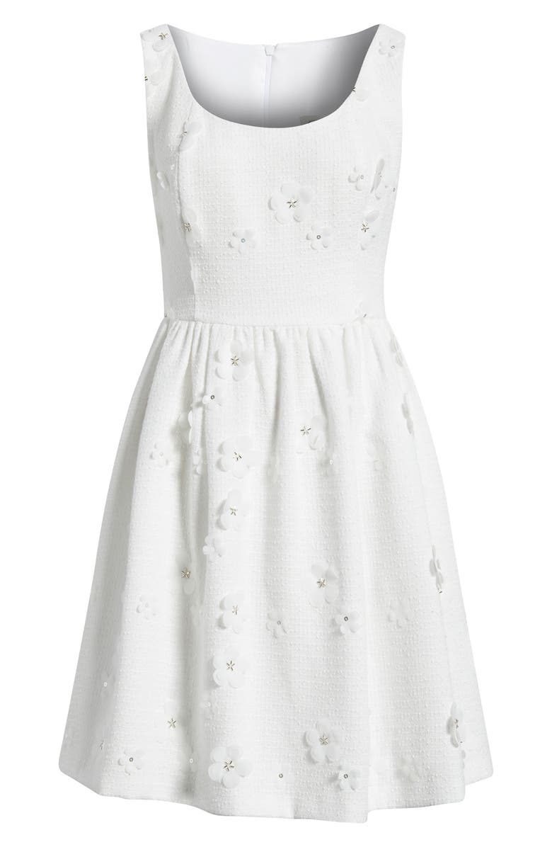 Eliza J Floral Appliqué Sleeveless Fit & Flare Dress, Alternate, color, Ivory