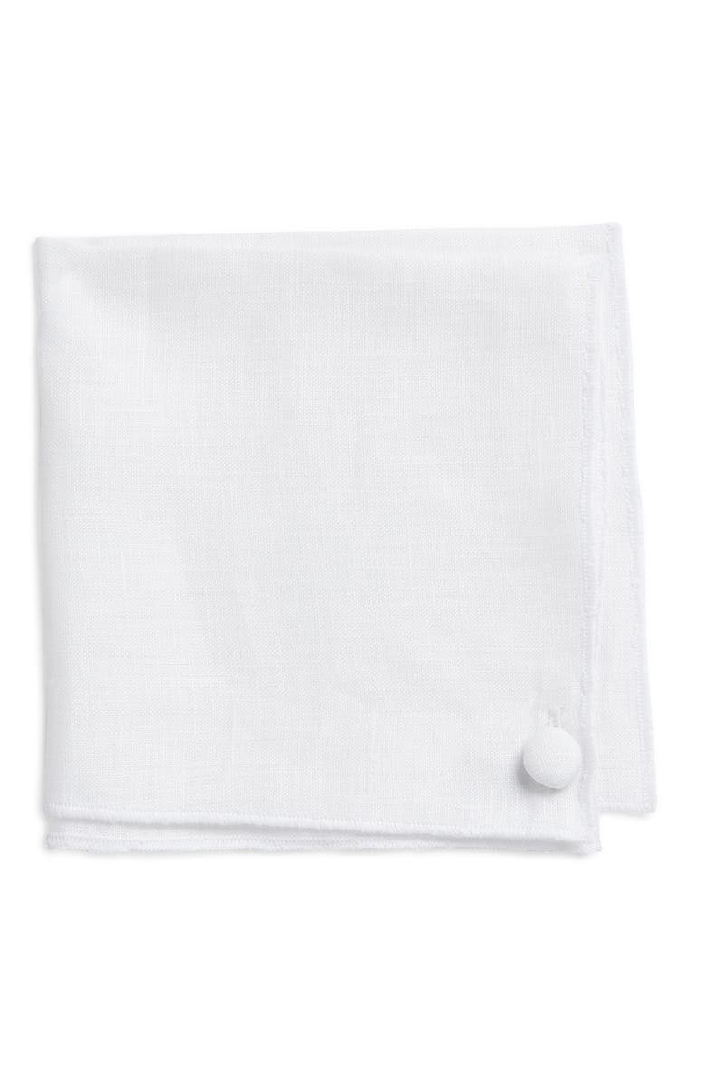 CLIFTON WILSON Solid Linen Pocket Square, Main, color, 