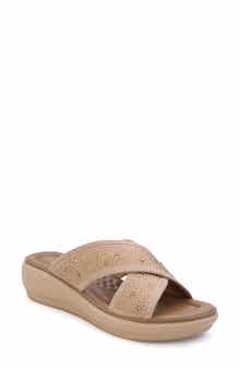 COMODA DESIGNS Nomi Rhinestone Embellished Slide Sandal